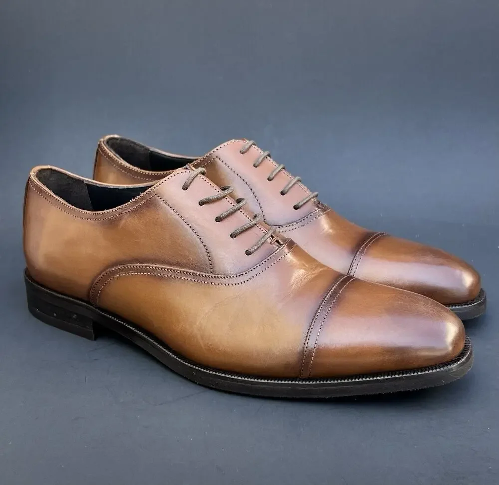 TO BOOT NEW YORK Southpoint Cap Toe Oxford Brown Leather Shoes Men's Size 8 US